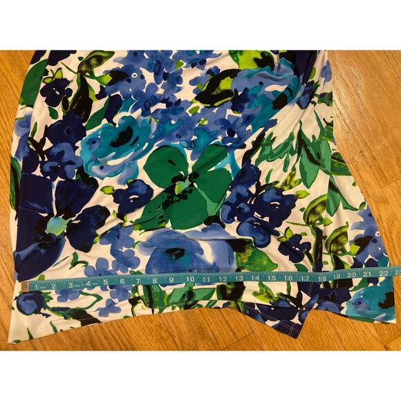 Lauren Ralph Lauren Blue Floral Flutter Sleeve Stretch Faux Wrap Dress Womens 18 - Picture 5 of 7